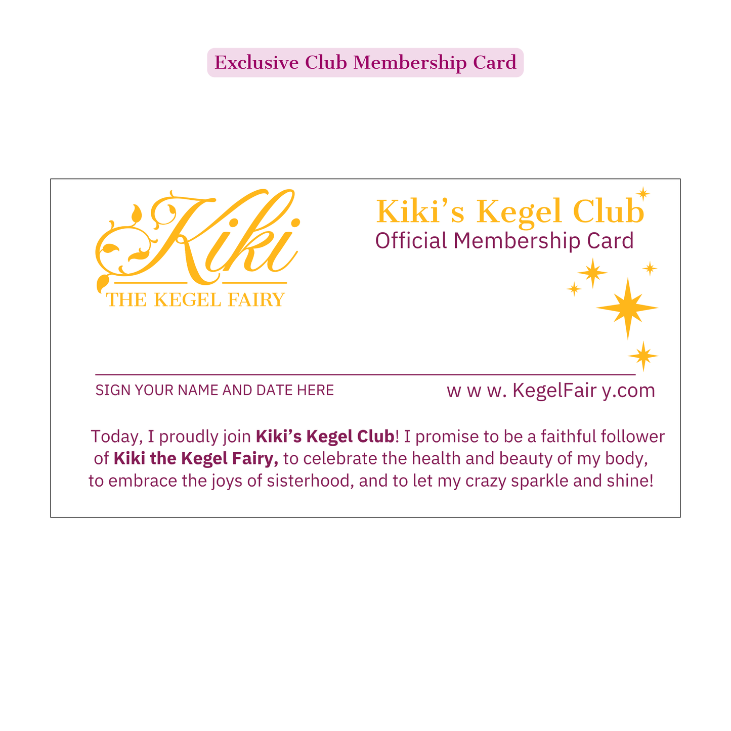 Kiki's Kegel Club Membership Card