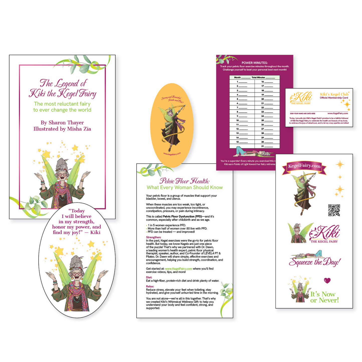 Kiki the Kegel Fairy Whimsical Wellness Gift filled with all the resources for women's pelvic health. 