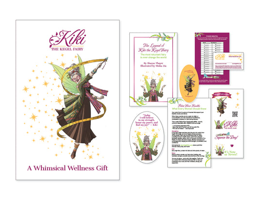 Kiki the Kegel Fairy Whimsical Wellness Gift filled with all the resources for women's pelvic health. 